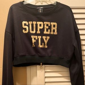 Fashion Nova- ‘Super Fly’ Crop Top Zip-Up Sweater